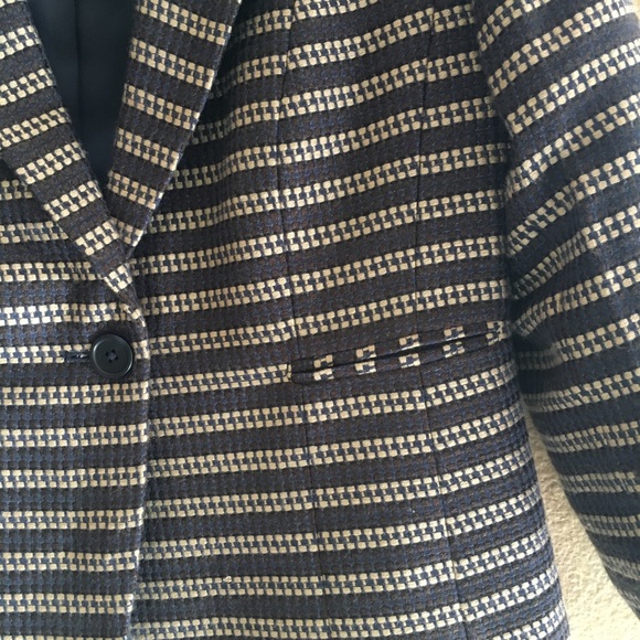 Loft suit jacket skirt set tan navy stripped - Picture 5 of 7